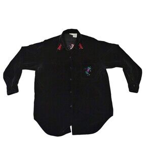 VTG The Disney Store Womens Size XL Shirt Black Velour Mickey Mouse READ